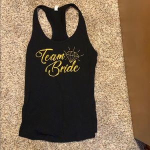Black and gold “Team Bride” tank top